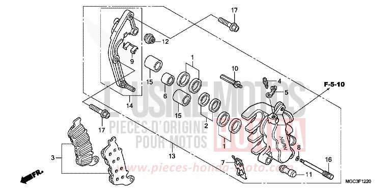 L. FRONT BRAKE CALIPER (CB1100A) for CB1100 ABS GRAPHITE BLACK (NHB01) from 2013